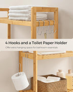 SONGMICS 3-Tier Bamboo Over The Toilet Storage, Adjustable Shelf, 66.9''H - Image 8