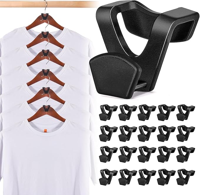 HOUSE DAY Space Saving Hanger Hooks 60 Pack, Clothes Hanger Connector Hooks | Black, Heavy Duty Hanger Hooks Space Saver, Premium College Dorm Room Essentials, Closet Organizers and Storage for Apartment by HOUSEDAY