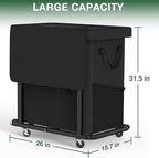 Laundry Basket with Lid,190L Rolling Laundry Hamper with Wheels,Black - Image 6