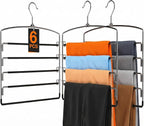Korpai 6-Pack Pants Hangers Space-Saving Multi-Layer,150° Rotate Metal Swing Arm Non Slip Rubber Coating,Closet Organizers and Storage 360 Swivel Top Hook for Jeans,Trouser,Slacks,Skirt,Scarfs,Towels by DoWhatYouWanttoDo