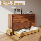 Under Bed Storage Containers with Wheels, 31.5” Large Handwoven Rattan Rolling UnderBed Storage Bins, Tool-free Assembly Natural Under The Bed Organizer Drawers for Bedroom, Sheets Clothes Blankets - Image 7