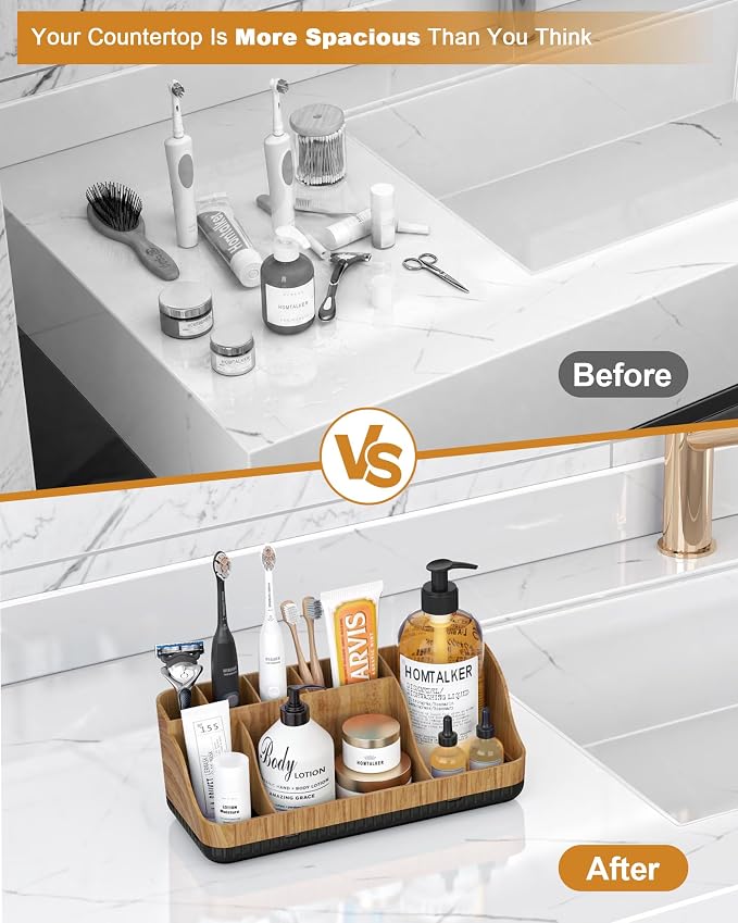 Bathroom Counter Organizer and Storage, 7 Slots Detachable Toothbrush Holders for Bathrooms, Anti-Slip Electric Toothbrush and Toothpaste Holder Countertop - Image 5