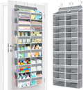 Yecaye Over The Door Organizer, 6 Tier Extra Large Behind Door Storage of 12 Compartments, 80lbs Heavy Duty Door Organizer Hanging with Clear Window for Closet Bedroom Pantry Bathroom, Grey by Yecaye