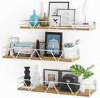 Floating Shelves Set of 3, Wood Wall Shelf, Farmhouse Shelf for Bedroom by Amoot
