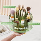 Clear Rotating Makeup Organizer Countertop for Vanity, 360° Makeup Brush Holder Organizer with 5 Compartments, Transparent Cosmetic Storage for Lipstick, Skincare, Bathroom Counter(Transparent Green) - Image 2