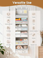 Criusia Over The Door Organizer, Heavy-Duty 6-Shelf Hanging Storage with 13 Mesh Pockets, 55lbs Capacity Behind The Door Storage for Nursery, Bathroom, Bedroom, and Dorm, Grey - Image 8