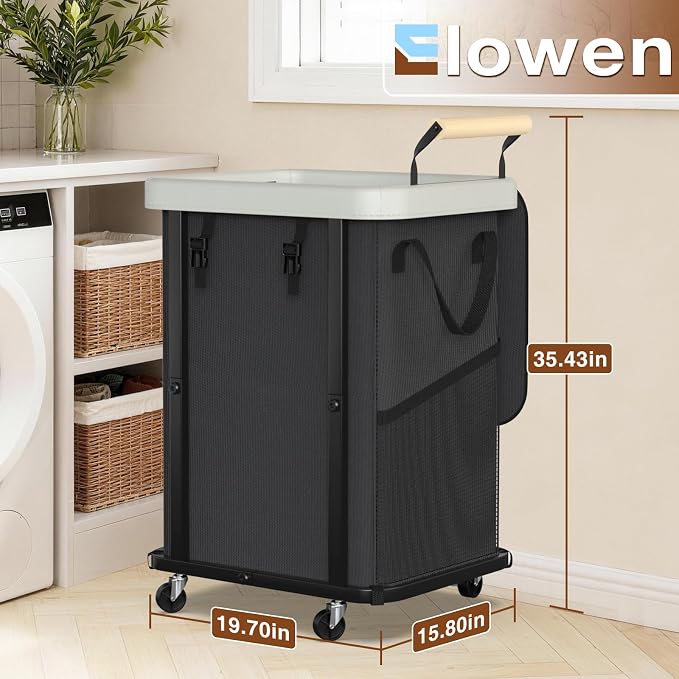 Laundry Hamper with Lid,150L Rolling Laundry Basket with Wheels & Handle - Image 6