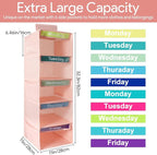 Weekly Clothes Organizer for Kids, Days of The Week Clothes Organizer with 6 Side Pockets, 5-Shelf Hanging Closet Organizer with Monday Through Friday Labels, Weekly Clothing Prepare & Divider - Image 3