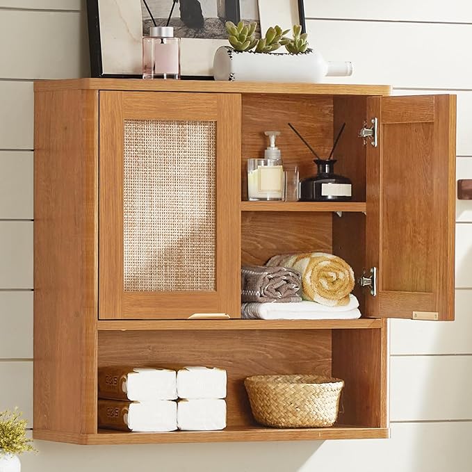 LEYAOYAO Rattan Bathroom Wall Storage Cabinet, Boho Medicine Cabinet by LEYAOYAO-Findtheshiningpointofyourideallife%EF%BC%81