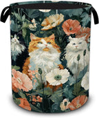 Cute Cat Laundry Basket,Poppy Flowers Foldable Oxford Laundry Hamper with Handles,Collapsible Clothes Storage Basket for Bedroom,Bathroom,or Laundry Room,20.8 x 16 Inches by UIUPRO
