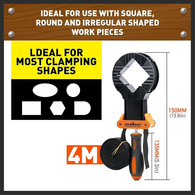 HORUSDY 4-Piece Band Clamp, Woodworking Frame Clamp Strap Holder for Picture Strap Clamp Strap Clamp (4-Piece Band Clamp) - Image 2
