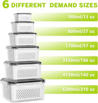 HOMETALL 6 PCS Fruit Storage Containers for Fridge with 6 Removable Colanders, BPA Free Produce Containers for refrigerator, Dishwasher & Microwave Safe Food Containers Keep Fruit, Salad, Berry, Fresh - Image 3