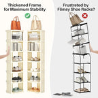 Kitstorack Vertical Shoe Rack: 8 Tiers Stackable Shoe Rack for Closet DIY Free Standing Shoe Organizer Small Shoe Shelf for Small Spaces and Narrow Spaces Plastic, White - Image 5
