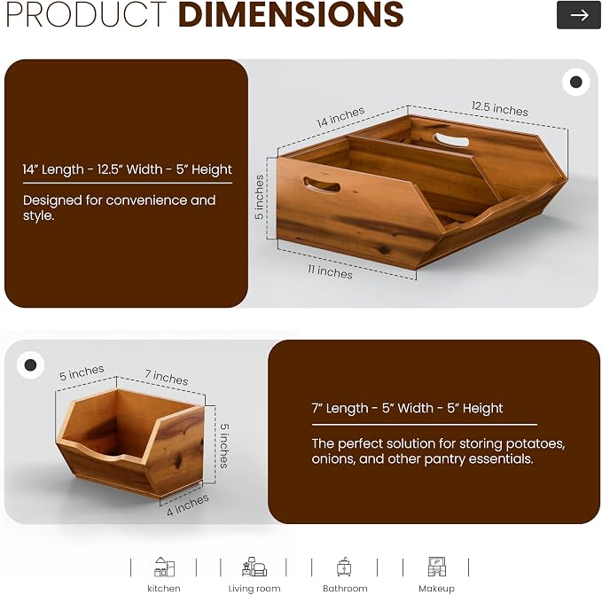 Tidita Potato & Onion Storage Bin, Stackable Pantry Bins (Patent Pending) - Image 2