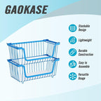 4 Pcs Stackable Wire Baskets for Pantry Organizers and Storage,blue, - Image 4
