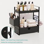 Kottwca 2-Tier Bathroom Counter Organizer with Drawer, Wooden Vanity Shelf - Image 5