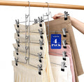 Pants & Skirt Hangers with Clips,4 Pack Space Saving Closet Organizer-5 Tiers Detachable Skirt Hangers with Adjustable Non-Slip Clips,Metal Multi-Layer Hangers for Jeans, Pants Skirts (4, Black) by GZQXHOME