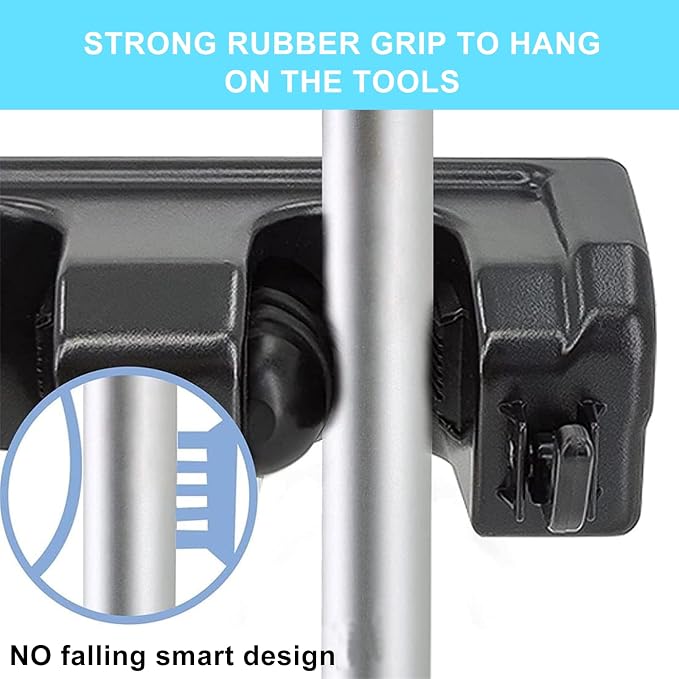 Broom and Mop Holder Wall Mount, Hooks Hanger for Mops and Broom, Organizer Kit with 3 Slots and 4 Hooks, Perfect for House, Bathroom, Laundry, Garden, Tool Room, Garage, Wall Mounted, Black - Image 4