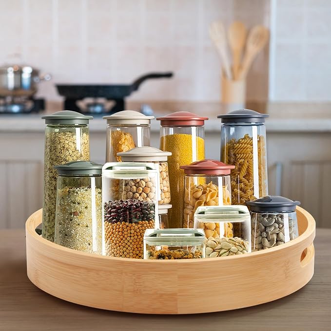 12in Bamboo Lazy Susan Turntable Organizer for Pantry&Cabinet - Image 7