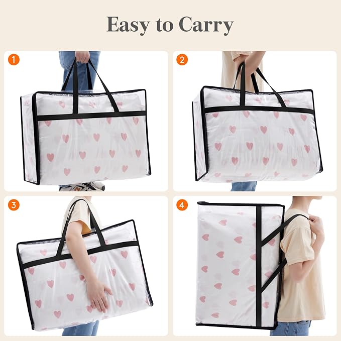 Lifewit 60L Clear Clothes Storage Bags,Plastic Foldable Blanket Storage Bag | 8 Pack Vinyl Foldable Moving Bags with Zipper, Closet Organizers and Storage Containers for Bedding, Duvet, Comforter - Image 6