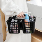 Portable Shower Caddy Basket Plastic Storage Basket with Compartments Black - Image 4