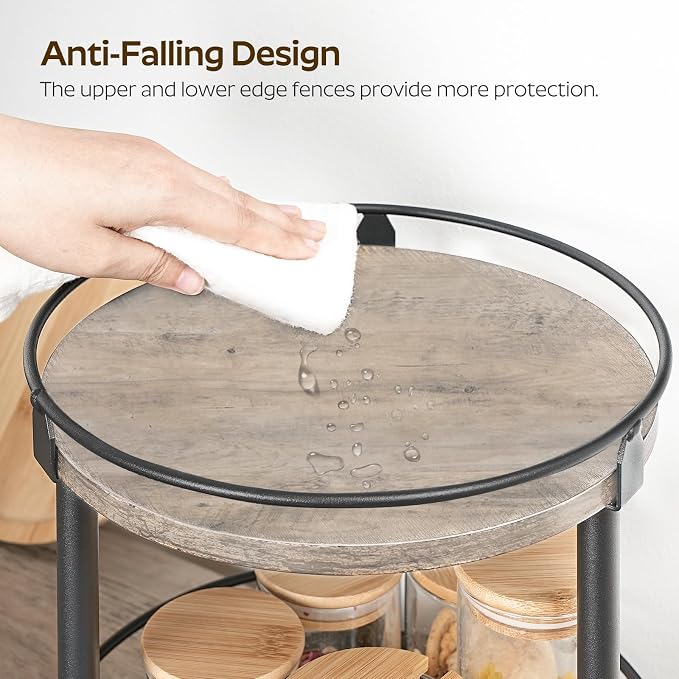 YATINEY Lazy Susan Organizer, Rotating Spice Rack, 2 Tier Spice Turntable Organizer, Industrial Turntable Spice Holder, for Kitchen Countertop and Cabinet, Compact and Versatile, Greige SR22BG - Image 5