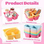 6 Pack Plastic Classroom Organizer Caddy with Handle, Pastel - Image 3