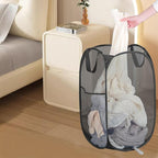 Mesh Pop Up Laundry Hamper, Collapsible Laundry Basket with Side Pocket, Dirty Clothes Mesh Basket Foldable for Cruise, Travel, Camping (Black - 1 Pack) - Image 5