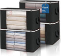 90L Large Storage Bags, 4 Pack Clothes Storage Bins Closet Organizers | Foldable Storage Containers, with Reinforced Handle, for Clothing, Blanket, Comforters, Bed Sheets, Pillows and Toys by BuddingJoy-BuildaJoyfulLifeforYou