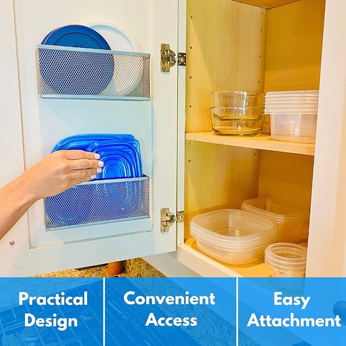 Slim Caddy ORIGINAL Cabinet Door Organizer | Optimize Your Cabinet Space | Kitchen Plastic Lids Organizer, Bathroom Accessories, Under Sink Organizer, and More | 2 PK, 8”L x 3.5”H x 1.8”D each - Image 2