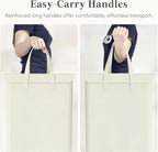 Lifewit 65L Laundry Basket with Lid and Long Handles, White - Image 4