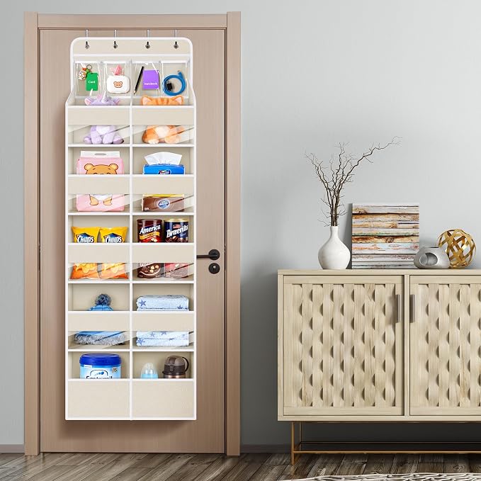 Univivi Upgraded Over Door Organizer for Baby Stuff, Beige Pattern, 6-Shelf - Image 6