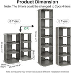 Kitstorack 8-Tier Vertical Plastic Shoe Rack, Freestanding Stackable Shoe Storage Organizer Cubes Shoe Shelf Tower or Small Closets and Tight Spaces, Gray - Image 3