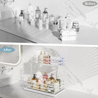 2 Pack Under Sink Organizers and Storage, 2 Tier Pull Out Cabinet Organizer, Metal Sliding Drawer Storage for Kitchen Bathroom, White - Image 4