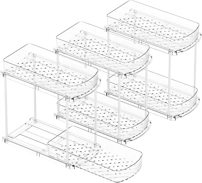 Yieach 3 Pack 13.8″ Deep 2 Tier Under Sink Storage Organizer,Large Pull Out Bathroom Organizers and Storage,Slide Out Acrylic Undersink Storage Shelf,Kitchen Under Sink Organizer for Cleaning Products - Image 9