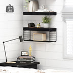 QEEIG Bathroom Shelves Over Toilet - Wall Mounted Floating Shelves Toilet Paper Storage Small Farmhouse Decor Shelf 16 inch Set of 2, Black (019-B2) - Image 4
