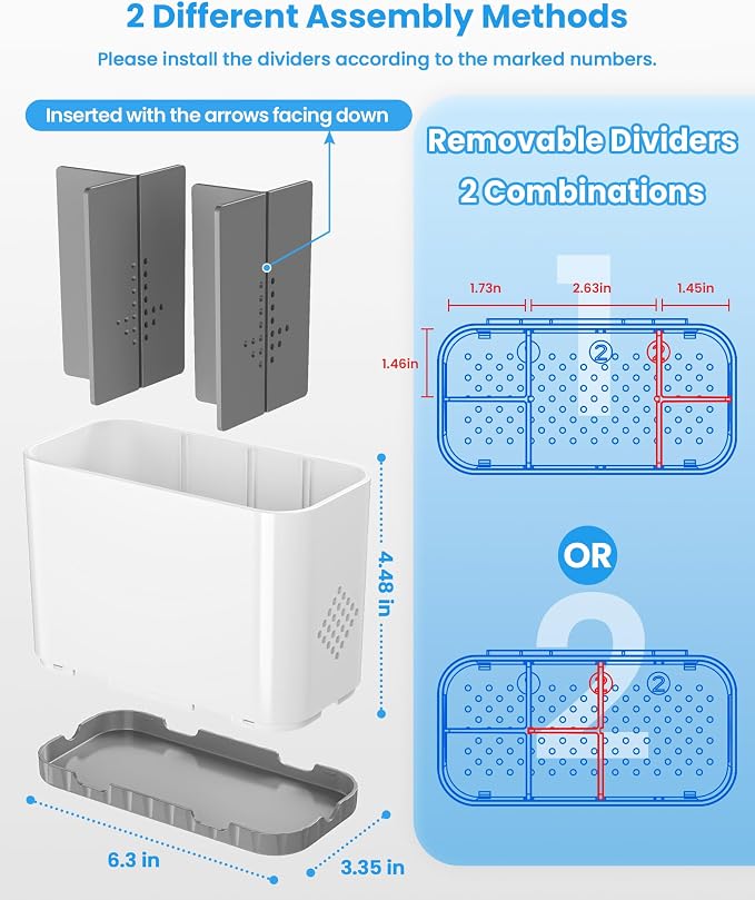 Toothbrush and Toothpaste Holders for Bathrooms Countertop - Detachable 5 Slots Kids Electric Toothbrush Holders Set Wall Mounted with Removable Dividers for Bathroom Decor and Accessories Organizer - Image 2
