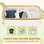 145L Laundry Hamper with Lid, 3 Section Laundry Basket with 3 Removable Bag - Image 3