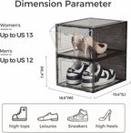 Pinkpum Upgraded Hard Shoe Storage Box 6 Pack XL Clear Shoe Organizer - Image 2
