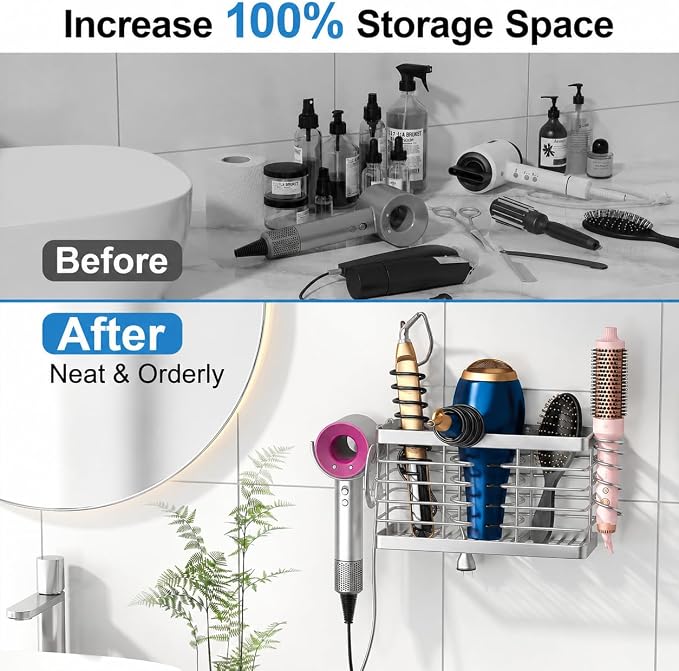 2026 Upgraded 3-in-1 Universal Hair Tool Organizer, L Size, Sliver - Image 3