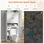 GarveeTech 30 Inches Wide Toilet Rack with Over the Toilet Storage Cabinet, Bathroom Shelf Organizer with Anti-Tip Device, Small Freestanding Space Saver with Adjustable Shelf，White - Image 6