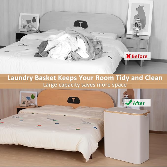 IEGrow Laundry Hamper with Lid,150L Laundry Basket with 2 Mesh Bags,Beige - Image 6