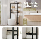 Over The Toilet Storage,3-Tier Bamboo Bathroom Shelf with Paper Holder - Image 5