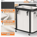 Laundry Basket with Wheels,190L (50 Gal) Laundry Hamper 2 Setion - Beige - Image 2