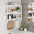 RRX Bathroom Shelf Storage Organizer, Shelf 3-Tier Adjustable Layer, White - Image 2