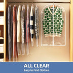 60" Dress Bags for Gowns, 5 Packs All Clear Garment Bags for Hanging Clothes, Plastic Waterproof Dress Cover with Zipper for Dresses, Coats, Uniforms (Set of 5) - Image 3