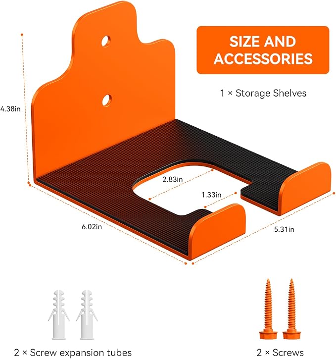 JNIHEEP Garage Organizer Trimmer Rack,Garden Power Tool Hanger,2Pack,Orange - Image 3