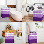 HomeHacks 2 Pack Laundry Baskets, Laundry Hampers Bags (Purple 100Lx2) | Waterproof, Freestanding, Collapsible Clothes Hamper with Reinforced Handles in Laundry Room, Dorm, Bathroom, Bedroom - Image 6