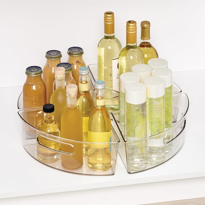 iDesign Plastic Lazy Susan Cabinet Storage Bin, 1/4 Wedge Container for Kitchen, Pantry, Counter, BPA-Free, 12.5 in x 6.75in x 4in Set of 4, Clear - Image 6