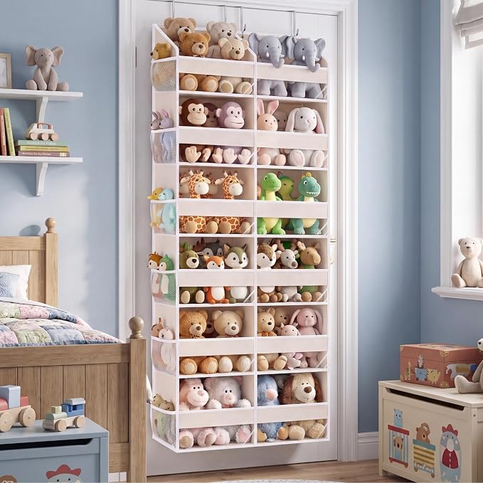 Ofiray-home Over the Door Organizer 6 Tiers, Extra Large Behind Door Storage of 12 Compartments,80 lbs Weight Capacity Hanging Storage Organizer with Clear Window Kids Toys, Shoes, Diapers,Beige - Image 6